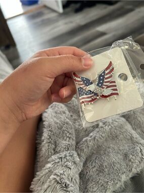 🔥$2 USA Patriotic Eagle Flag Brooch - Red White Blue